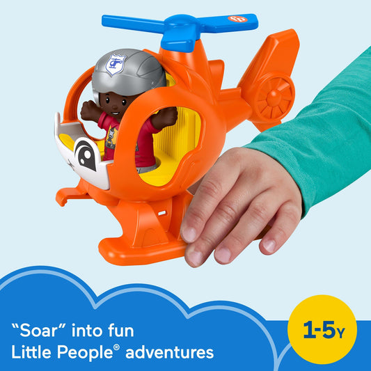 Fisher-Price Little People Helicopter Toy & Pilot Figure Set For Toddlers, 2 Pieces