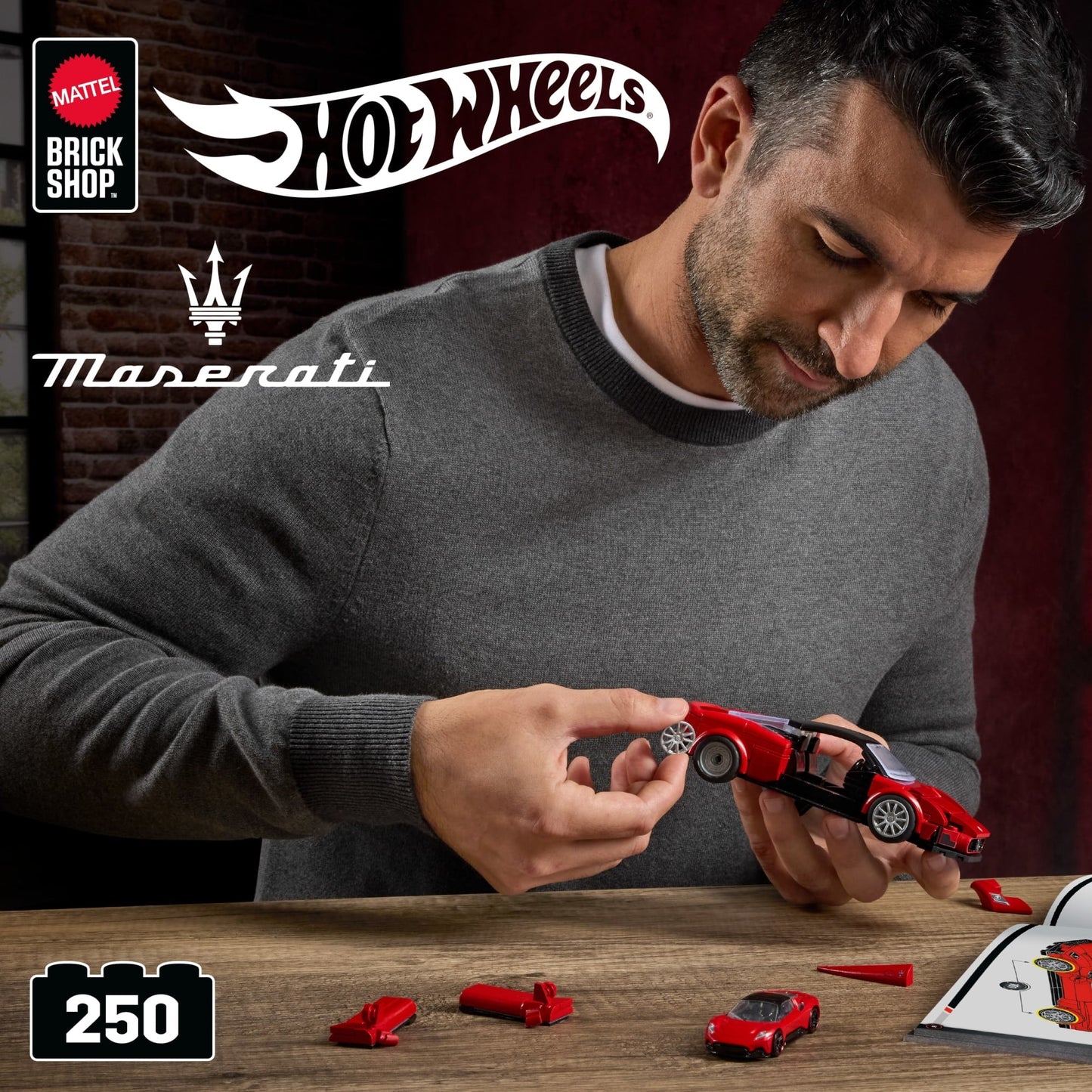 Mattel Brick Shop Hot Wheels Maserati Mc20 Building Toy Kit (250 Pieces), For Collectors