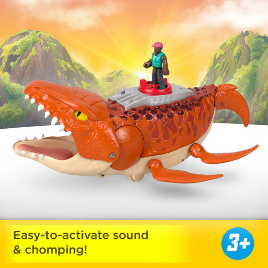 Fisher-Price Imaginext Jurassic World Rebirth Aquachomp Chase Mosasaurus Dinosaur Toy Playset