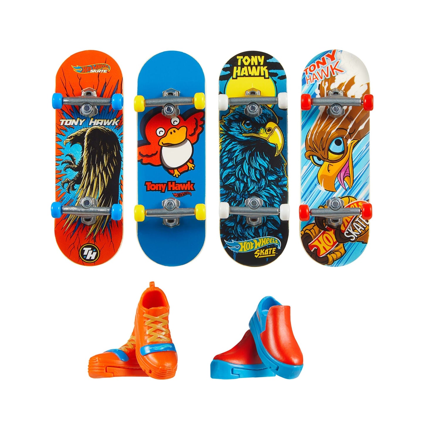 Hot Wheels Skate Veículo de Brinquedo Embalagem de Skates com Tênis Tony Hawk Pássaros