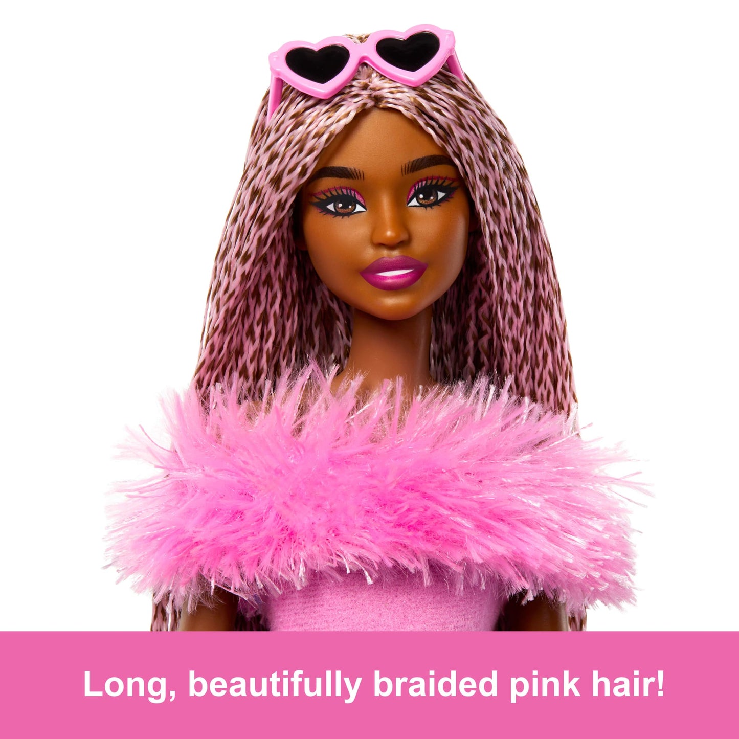 Barbie Deluxe Style Doll #4 in Soft Pink Jumpsuit, Pink And Brown Braided Hair