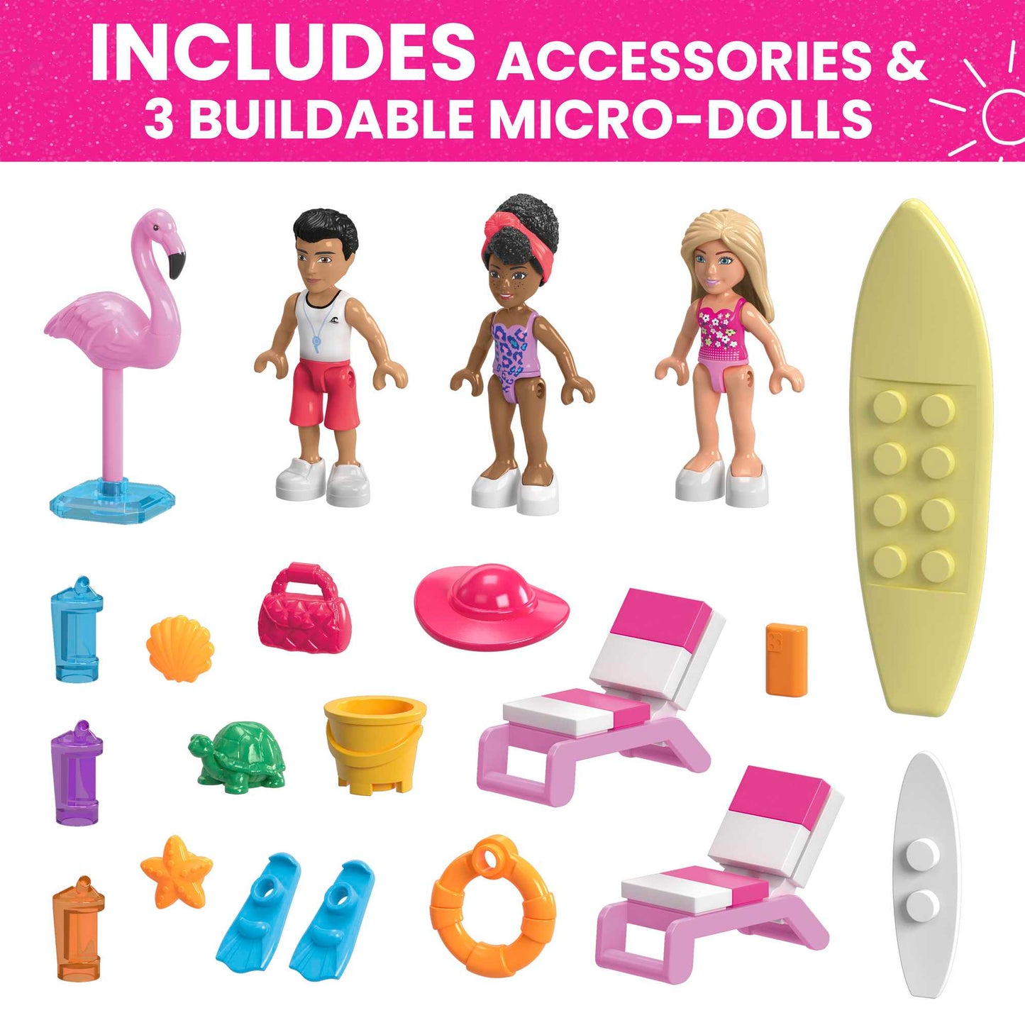 MEGA Barbie Malibu Dream Boat Building Kit Playset With 3 Micro-Dolls (317 Pieces)
