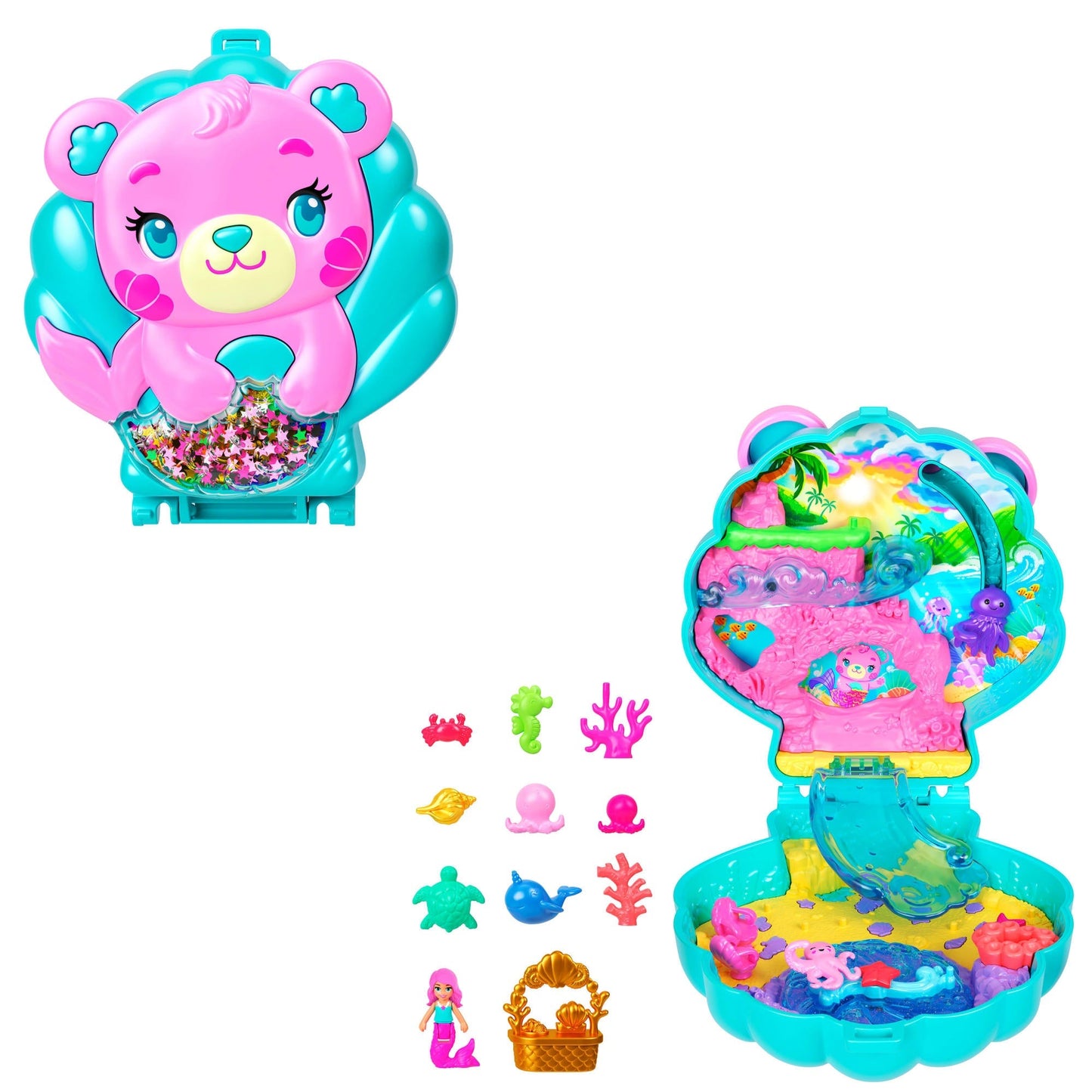 Polly Pocket Conjunto de Brinquedo Compacto Ilha de Glitter