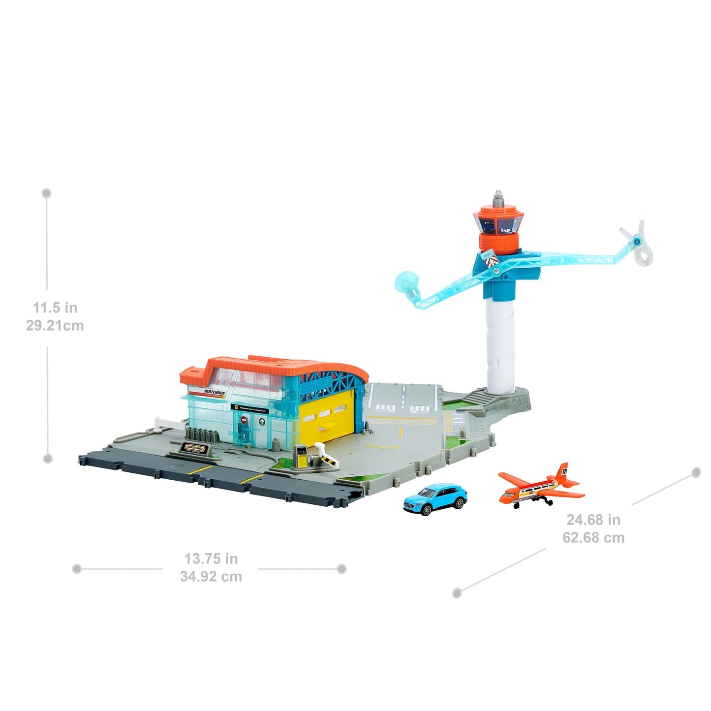Matchbox Airport Takeoff Adventure Playset With 1 Die-Cast Toy Audi Car & 1 Plastic Plane