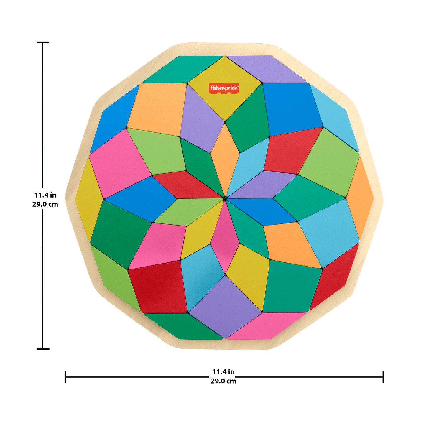 Fisher-Price Wooden Mandala Geometric Puzzle For Toddlers & Kids, 40 Wood Pieces