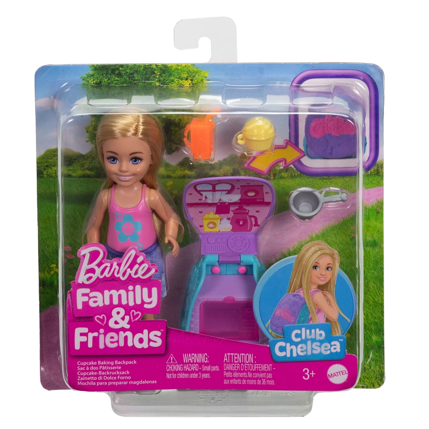 Barbie Set de Juego Chelsea Mochila para Hornear Cupcakes
