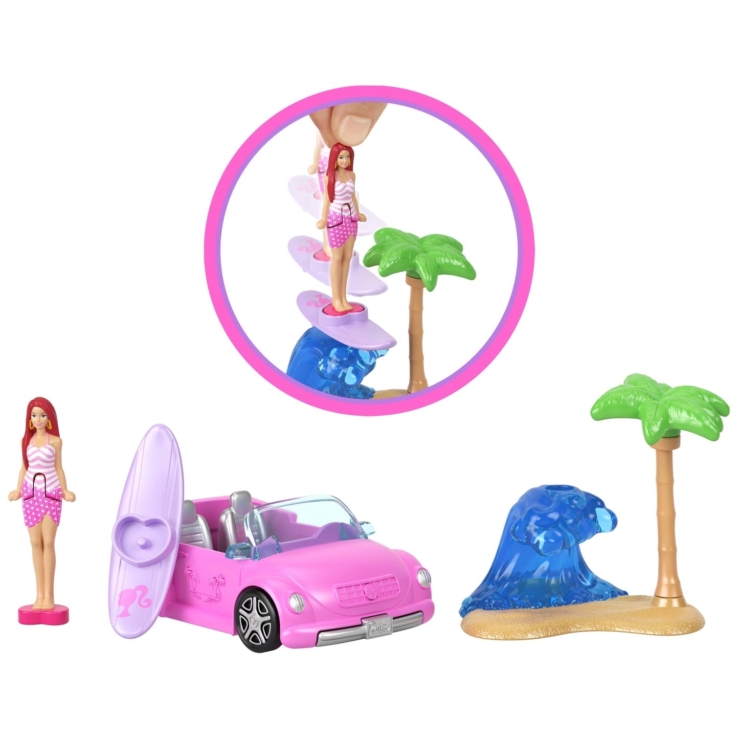 Barbie Mini BarbieLand Veículo para Boneca Conversível Rosa com Mini Boneca