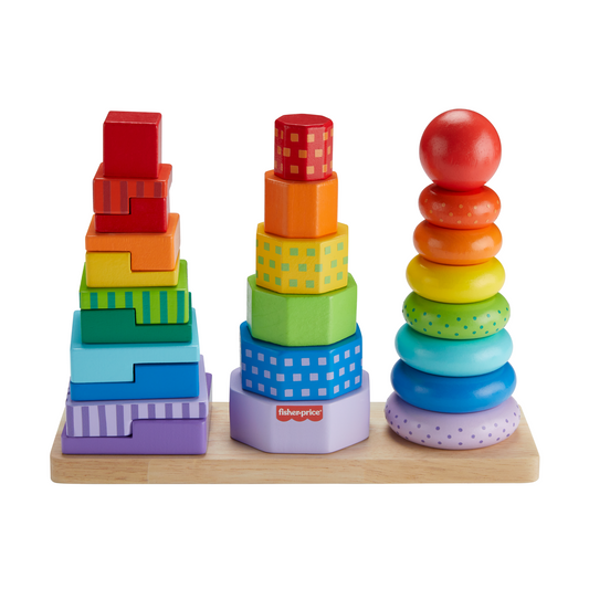 Fisher-Price Trieur de Formes Empilo en Bois, Triage, 26 Éléments