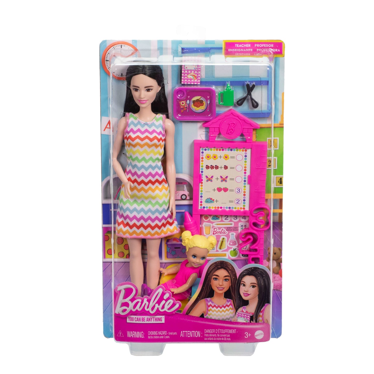 Barbie  Poupée  enseignante, Blonde, Tout-Petit et Accessoires